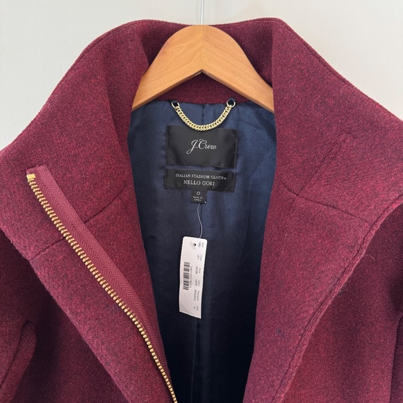 ✨NWT✨ J.CREW Cocoon Coat in Italian stadium-cloth Wool Blend Maroon Sz 0 (XS) - Picture 14 of 16